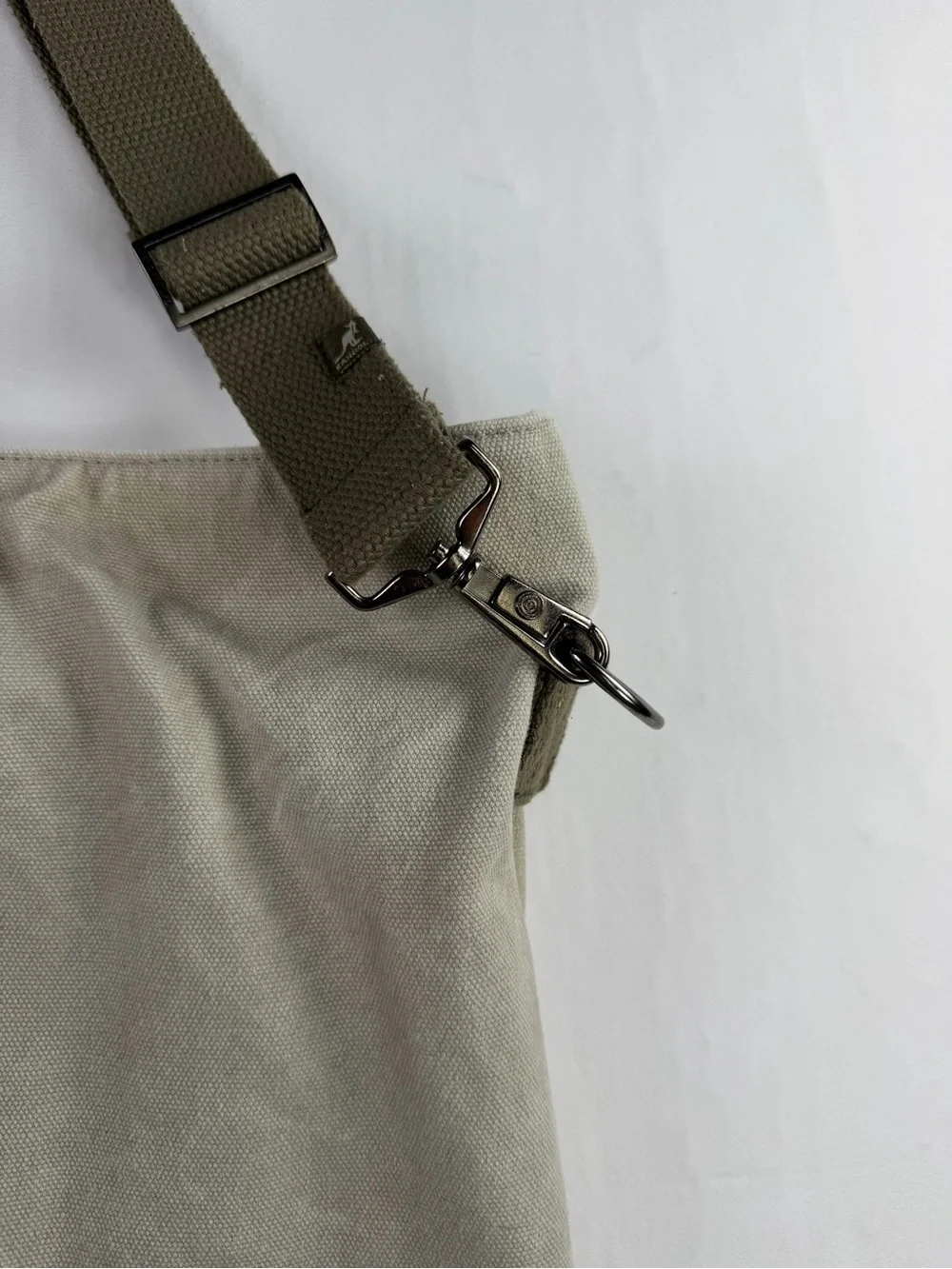 Kangol Canvas Tan and Olive Green Canvas Folding Messenger Bag Adjustable Strap